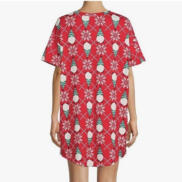 Women's Winter Print Sleep Shirt Red - Picture 3 of 4